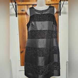 Elegant Black and Gray Striped Dress